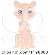 Poster, Art Print Of Cute Beige Cat Wearing A Pink Bow