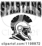 Clipart Of Black And White SPARTANS Team Text Over A Warrior Royalty Free Vector Illustration by Johnny Sajem