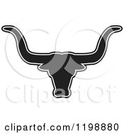 Clipart Of A Black And White Longhorn Bull Head Royalty Free Vector Illustration