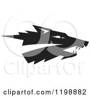 Clipart Of A Black And White Wolf Head Royalty Free Vector Illustration