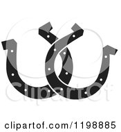 Clipart Of Black And White Horseshoes Royalty Free Vector Illustration by Johnny Sajem