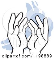 Clipart Of Uplifted Hands Over Blue Royalty Free Vector Illustration by Johnny Sajem