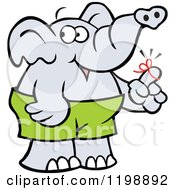 Forgetful Elephant With A Reminder Ribbon On His Finger