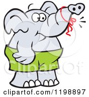 Forgetful Elephant With A Reminder Ribbon On His Trunk