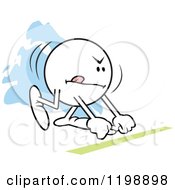 Cartoon Of A Moodie Character Ready To Race Royalty Free Vector Clipart