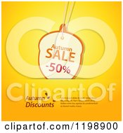 Poster, Art Print Of Acorn Autumn Discount Sales Tag With Sample Text In A Slot On Yellow