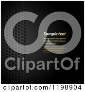 Clipart Of A Black Paper Background With A Panel Of Metal Mesh And Sample Text Royalty Free Vector Illustration