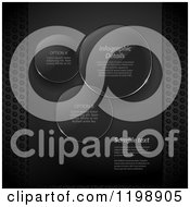 Poster, Art Print Of Glass Lenses Or Infographic Circles With Sample Text On Black With Metal Mesh