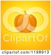Clipart Of A Round Autumn Pumpkin Over Gradient Orange And Yellow Royalty Free Vector Illustration