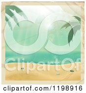 Clipart Of A Retro Distressed Photo Of A Tropical Beach With Stains Royalty Free Vector Illustration