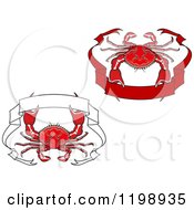 Clipart Of Red Crabs And Ribbon Banners Royalty Free Vector Illustration