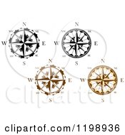 Clipart Of Black And Brown Compass Roses 3 Royalty Free Vector Illustration