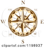 Clipart Of A Brown And White Compass Rose 7 Royalty Free Vector Illustration