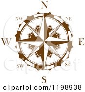 Clipart Of A Brown And White Compass Rose 6 Royalty Free Vector Illustration