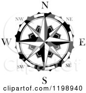 Clipart Of A Black And White Compass Rose 5 Royalty Free Vector Illustration