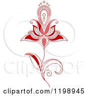 Clipart Of A Red Henna Flower 2 Royalty Free Vector Illustration