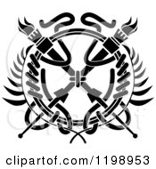 Poster, Art Print Of Black And White Heraldic Coat Of Arms Wreath With Torches
