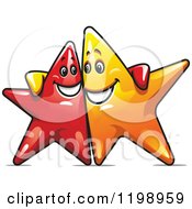 Poster, Art Print Of Happy Red And Yellow Stars With Their Arms Around Each Other