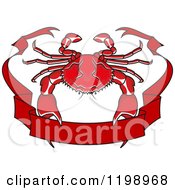 Poster, Art Print Of Red Crab And Ribbon Banner