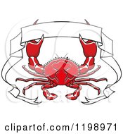 Poster, Art Print Of Red Crab And White Ribbon Banner