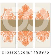 Poster, Art Print Of Orange Brown And Beige Vertical Damask Labels With Copyspace