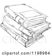 Poster, Art Print Of Black And White Stack Of Books Doodle Sketch