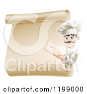 Poster, Art Print Of Friendly Chef Pointing To A Scroll Menu
