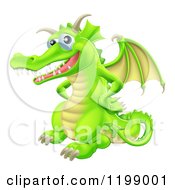 Poster, Art Print Of Happy Green Dragon With His Hands On His Hips