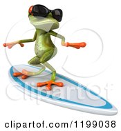 Clipart Of A 3d Springer Frog Wearing Sunglasses And Surfing 2 Royalty Free CGI Illustration