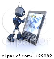 Clipart Of A 3d Blue Android Robot Using A Tablet Computer Royalty Free CGI Illustration
