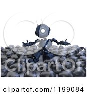 Clipart Of A 3d Blue Android Robot With Black Easter Eggs Royalty Free CGI Illustration