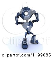 Poster, Art Print Of 3d Confused Blue Android Robot Holding His Head And Thinking