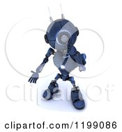 Clipart Of A 3d Blue Android Robot Thinking Royalty Free CGI Illustration