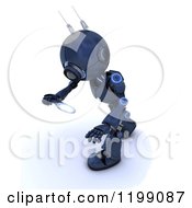 Poster, Art Print Of 3d Blue Android Robot Searching With A Magnifying Glass