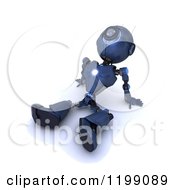 Poster, Art Print Of 3d Blue Android Robot Sitting Back And Gazing At The Sky