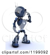 Clipart Of A 3d Blue Android Robot In Thought Royalty Free CGI Illustration