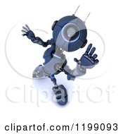 Clipart Of A 3d Blue Android Robot Reaching Royalty Free CGI Illustration