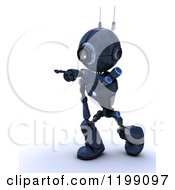 Clipart Of A 3d Blue Android Robot Pointing Royalty Free CGI Illustration