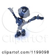 Poster, Art Print Of 3d Blue Android Robot Holding His Arms Out To The Sky