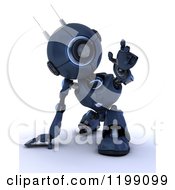 Poster, Art Print Of 3d Blue Android Robot Reaching Out