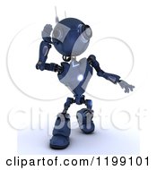 Clipart Of A 3d Blue Android Robot Listening Royalty Free CGI Illustration