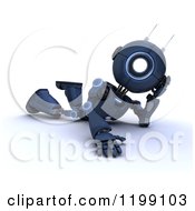 Poster, Art Print Of 3d Blue Android Robot Relaxing On The Floor