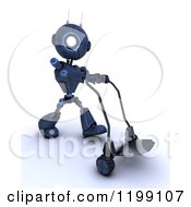 Poster, Art Print Of 3d Blue Android Robot Pushing A Dolly
