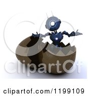 Poster, Art Print Of 3d Blue Android Robot In A Chocolate Easter Egg