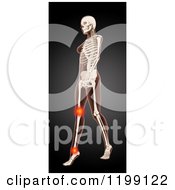 Clipart Of A 3d Walking Female Medical Model With Glowing Knee And Ankle Pain On Black Royalty Free CGI Illustration by KJ Pargeter