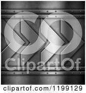 Clipart Of 3d Brushed Metal Silver Arrows And Rivets Royalty Free CGI Illustration