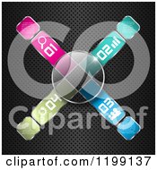 Clipart Of A Glass Lens And Numbered Infographic Icons On Perforated Metal Royalty Free Vector Illustration by KJ Pargeter