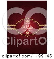 Clipart Of A Red Menu Design With An Ornate Golden Frame And Sample Text Royalty Free Vector Illustration