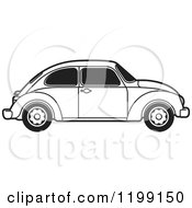 Poster, Art Print Of Vintage Black And White Vw Beetle Car With Tinted Windows