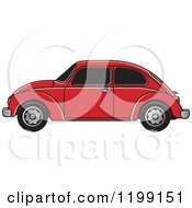 Poster, Art Print Of Vintage Red Vw Beetle Car With Tinted Windows